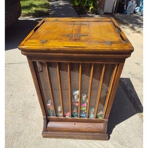 🔥Handmade Oak Sewing Thread Spool Mercantile Display Cabinet by J.&P. Coats‎